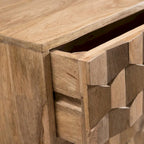 Commode à 3 tiroirs en bois de manguier fabriquée à la main, style Mid-Century Modern