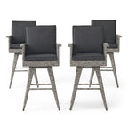 Tabouret de bar pivotant d'extérieur en osier Puerta avec coussins (ensemble de 4) par Christopher Knight Home