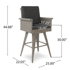 Tabouret de bar pivotant d'extérieur en osier Puerta avec coussins (ensemble de 4) par Christopher Knight Home