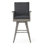 Tabouret de bar pivotant d'extérieur en osier Puerta avec coussins (ensemble de 4) par Christopher Knight Home