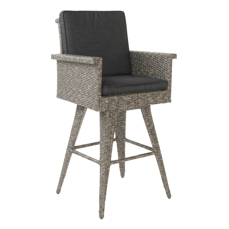 Tabouret de bar pivotant d'extérieur en osier Puerta avec coussins (ensemble de 4) par Christopher Knight Home