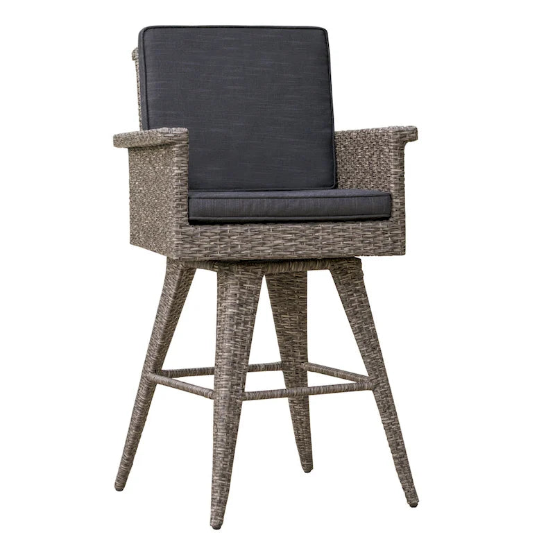 Tabouret de bar pivotant d'extérieur en osier Puerta avec coussins (ensemble de 4) par Christopher Knight Home