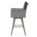 Tabouret de bar pivotant d'extérieur en osier Puerta avec coussins (ensemble de 4) par Christopher Knight Home