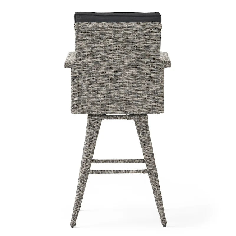 Tabouret de bar pivotant d'extérieur en osier Puerta avec coussins (ensemble de 4) par Christopher Knight Home