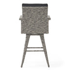 Tabouret de bar pivotant d'extérieur en osier Puerta avec coussins (ensemble de 4) par Christopher Knight Home
