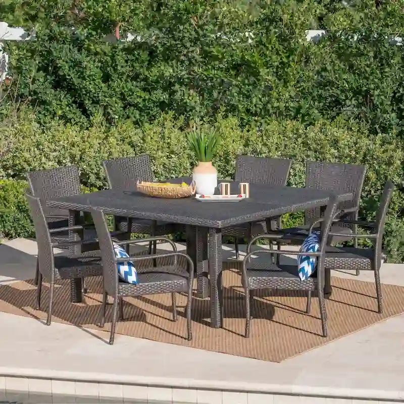 Ensemble de salle à manger en osier 9 pièces Fiona Outdoor de Christopher Knight Home