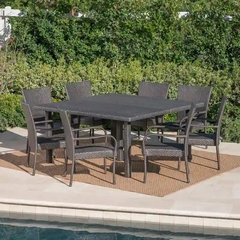 Ensemble de salle à manger en osier 9 pièces Fiona Outdoor de Christopher Knight Home