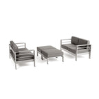 Canapé deux places et pouf d'extérieur 4 places en aluminium Cape Coral par Christopher Knight Home