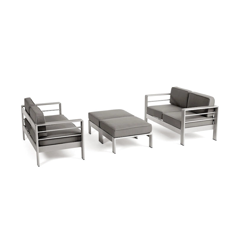 Canapé deux places et pouf d'extérieur 4 places en aluminium Cape Coral par Christopher Knight Home