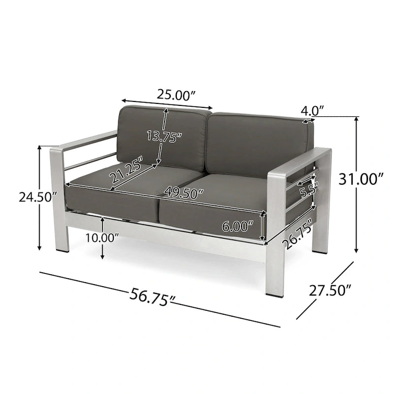 Canapé deux places et pouf d'extérieur 4 places en aluminium Cape Coral par Christopher Knight Home