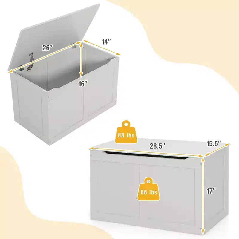 Costway Coffre de Rangement Banc pour Enfants en Bois avec Couvercle Relevable et Charnière de Sécurité