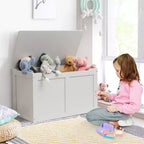 Costway Coffre de Rangement Banc pour Enfants en Bois avec Couvercle Relevable et Charnière de Sécurité