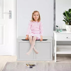 Costway Coffre de Rangement Banc pour Enfants en Bois avec Couvercle Relevable et Charnière de Sécurité