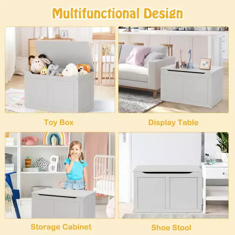 Costway Coffre de Rangement Banc pour Enfants en Bois avec Couvercle Relevable et Charnière de Sécurité