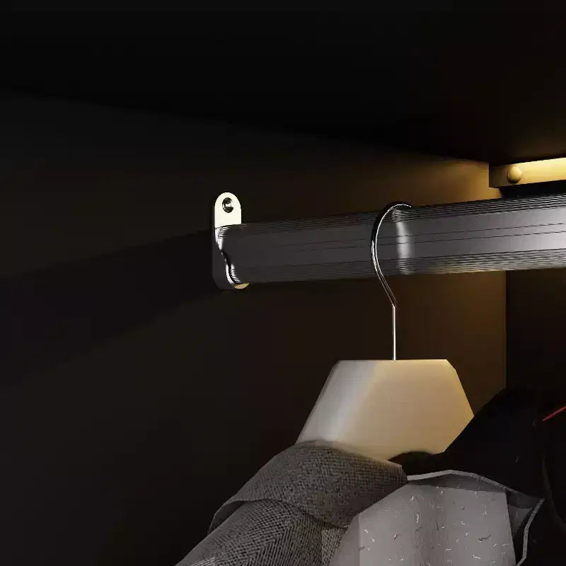 Armoire de présentation Famapy, placard avec porte en verre et lumière LED, armoire penderie noire