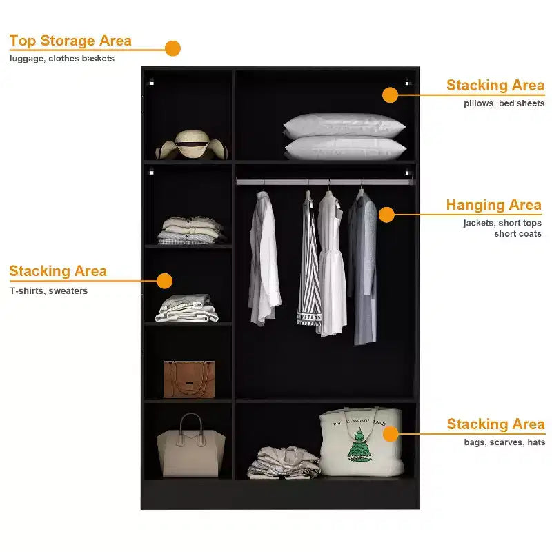 Armoire de présentation Famapy, placard avec porte en verre et lumière LED, armoire penderie noire