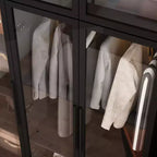 Armoire de présentation Famapy, placard avec porte en verre et lumière LED, armoire penderie noire