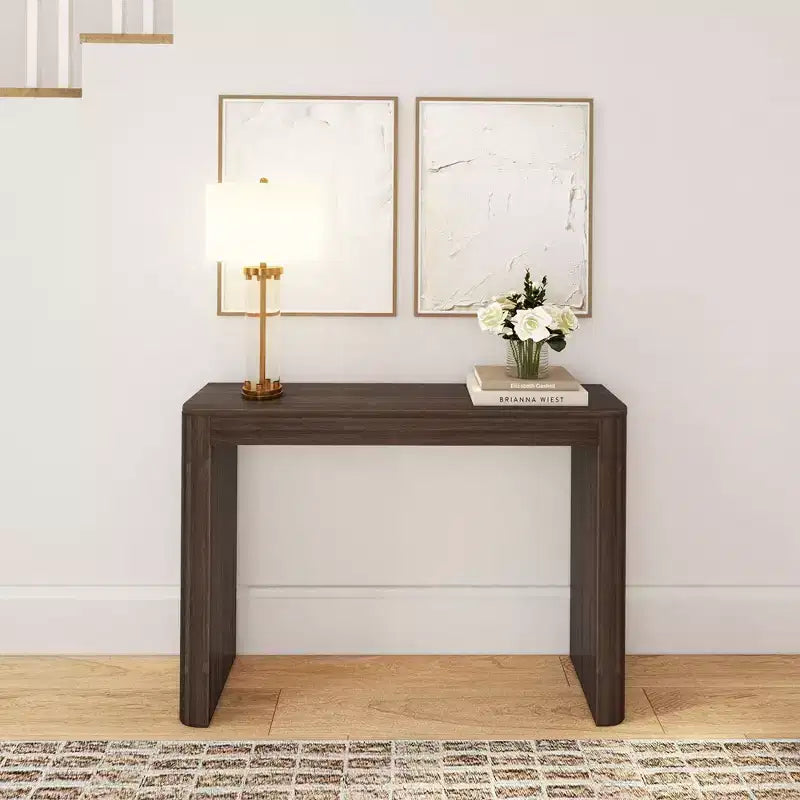 Plank+Beam 46 Table Console en Bois Massif, Table d'Appoint Canapé à Bords Arrondis Conture, Table d'Entrée Étroite, Tables Consoles pour Entrée