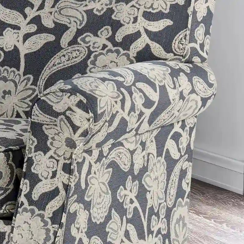 Fauteuil en chenille à motif floral de style transitoire