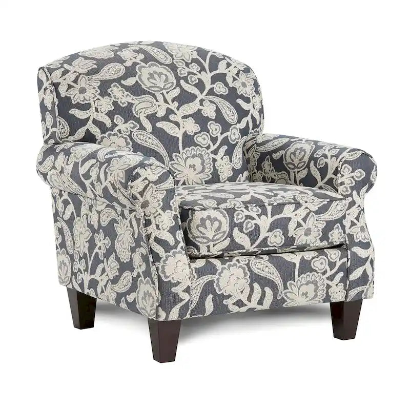 Fauteuil en chenille à motif floral de style transitoire