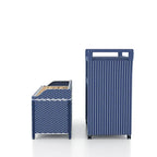 Banc de rangement 2 pièces et chariot de service Courtnie Beach Navy Wicker de Furniture of America