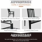 MAISON ARTS Ensemble de salle à manger de patio, table à pieds en U et chaises en métal, mobilier d'extérieur, 7 pièces