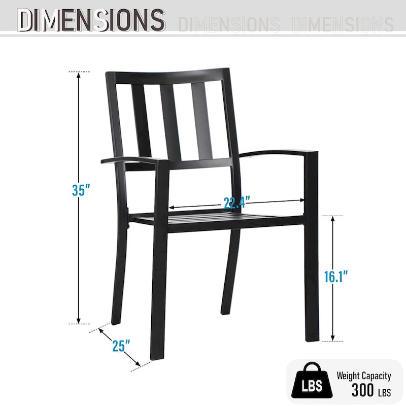 MAISON ARTS Ensemble de salle à manger de patio, table à pieds en U et chaises en métal, mobilier d'extérieur, 7 pièces