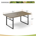 MAISON ARTS Ensemble de salle à manger de patio, table à pieds en U et chaises en métal, mobilier d'extérieur, 7 pièces
