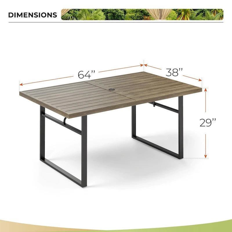 MAISON ARTS Ensemble de salle à manger de patio, table à pieds en U et chaises en métal, mobilier d'extérieur, 7 pièces
