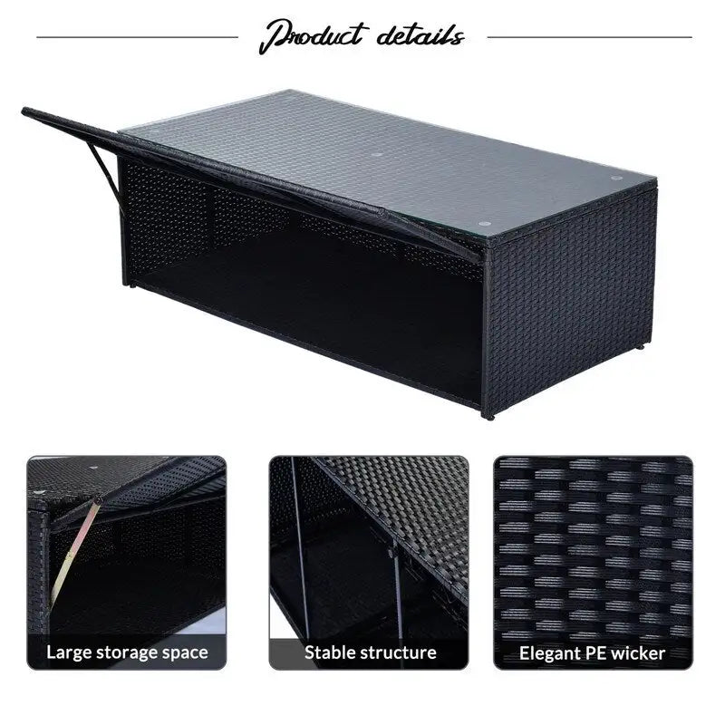 Ensemble de salon de jardin 6 pièces en rotin tressé avec table