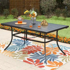 Ensemble de salle à manger d'extérieur 7 pièces, 6 chaises pivotantes en textilène et 1 table en métal avec trou pour parasol de 2,6 pouces