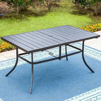 Ensemble de salle à manger d'extérieur 7 pièces, 6 chaises pivotantes en textilène et 1 table en métal avec trou pour parasol de 2,6 pouces