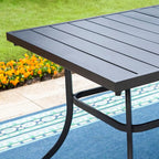 Ensemble de salle à manger d'extérieur 7 pièces, 6 chaises pivotantes en textilène et 1 table en métal avec trou pour parasol de 2,6 pouces