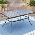 Ensemble de salle à manger d'extérieur 7 pièces, 6 chaises pivotantes en textilène et 1 table en métal avec trou pour parasol de 2,6 pouces
