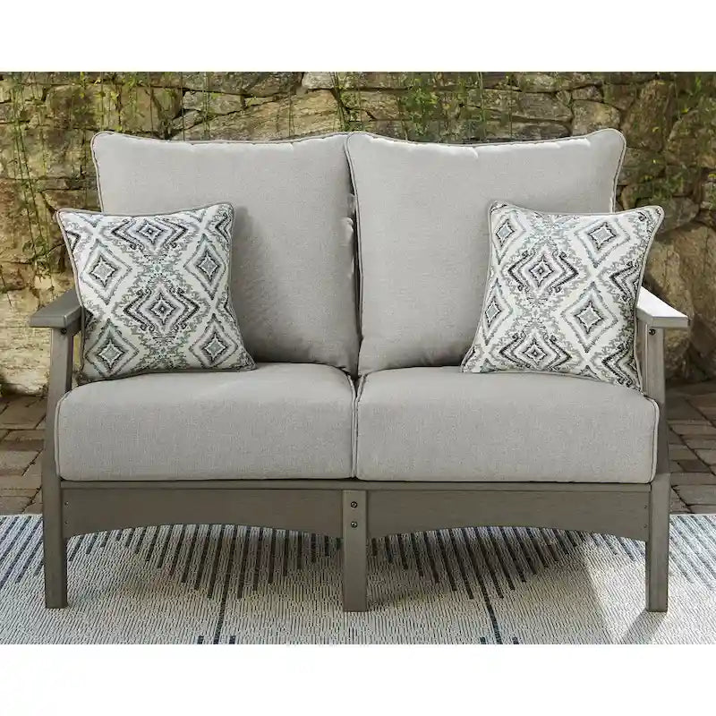 Signature Design by Ashley Visola Gray Ensemble de conversation de causeuse d'extérieur 4 pièces - 54W x 33D x 37H