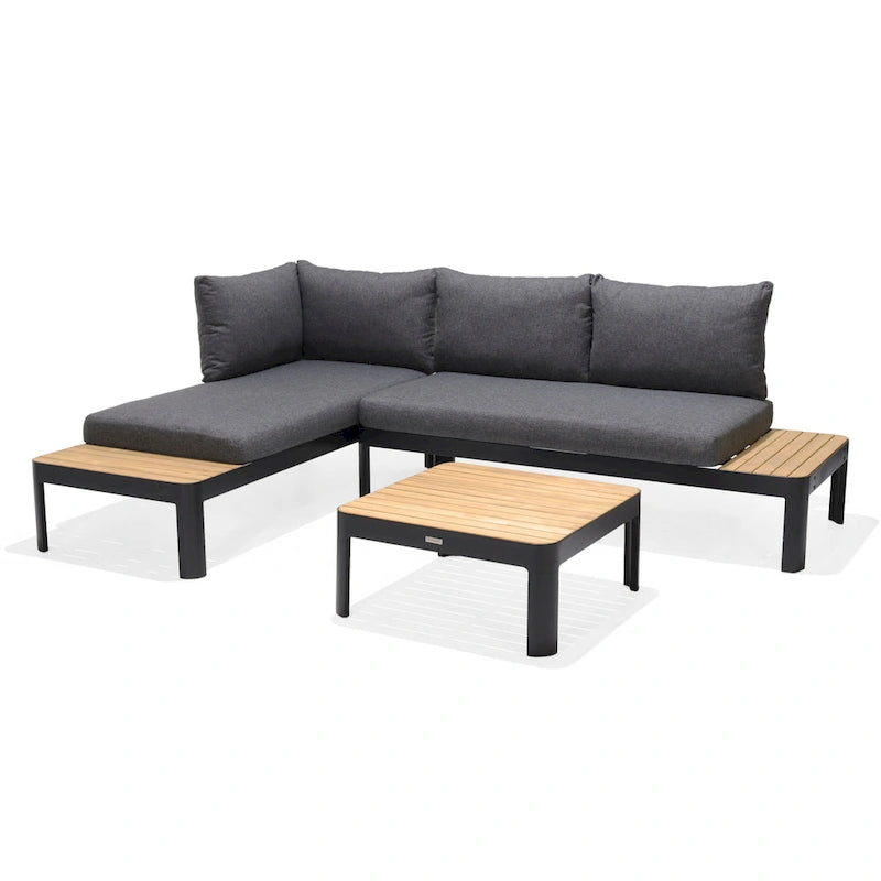 Ensemble de patio 3 pièces en teck et aluminium FSC Amazonia Portalew