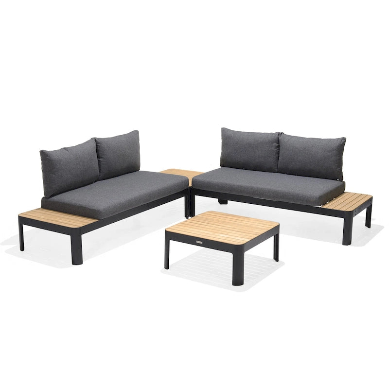 Ensemble de patio 3 pièces en teck et aluminium FSC Amazonia Portalew