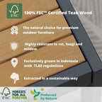 Ensemble de patio 3 pièces en teck et aluminium FSC Amazonia Portalew