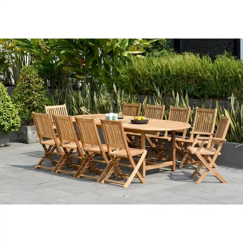 Ensemble de salle à manger d'extérieur de luxe 11 pièces en teck certifié FSC Amazonia Teak Toulon - 11 pièces