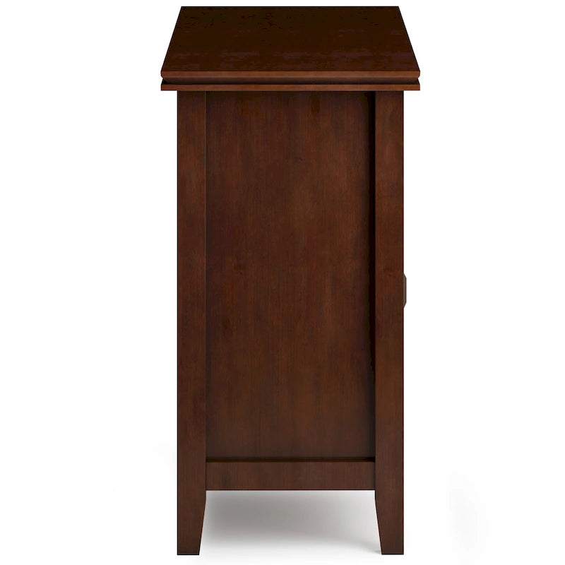 Meuble TV contemporain en bois massif, 122 cm de large, couleur brun roux, pour téléviseurs jusqu'à 55 pouces