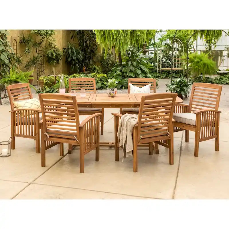 Ensemble de salle à manger d'extérieur extensible 7 pièces en acacia Middlebrook Surfside - 55-79 x 35 x 30h