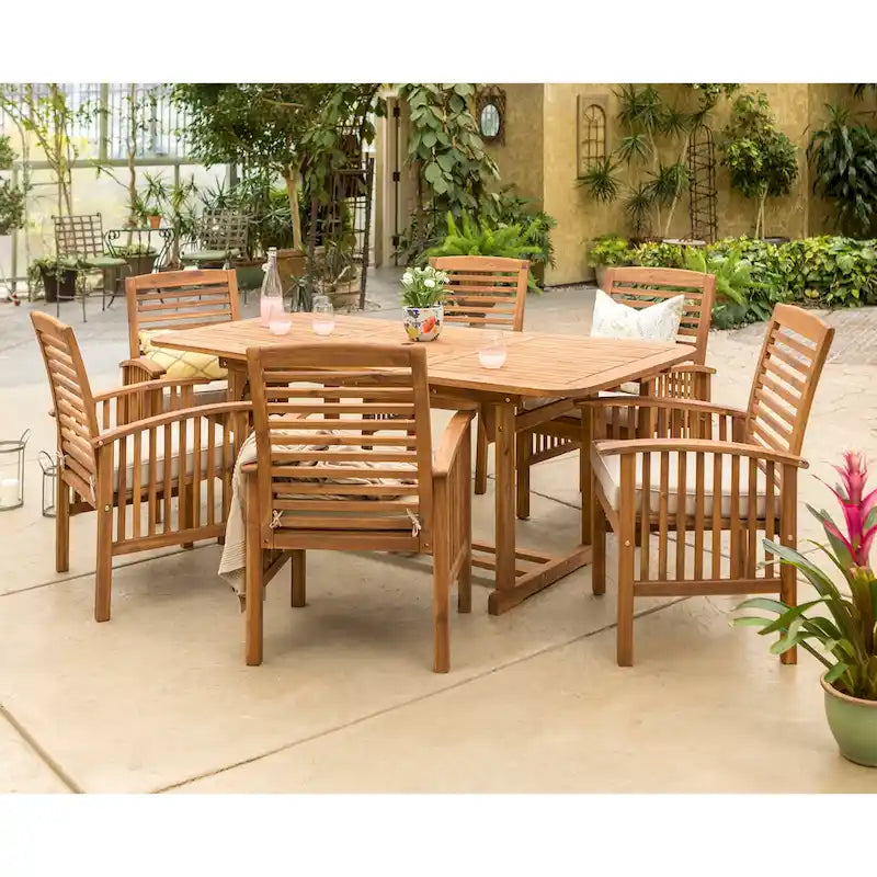 Ensemble de salle à manger d'extérieur extensible 7 pièces en acacia Middlebrook Surfside - 55-79 x 35 x 30h
