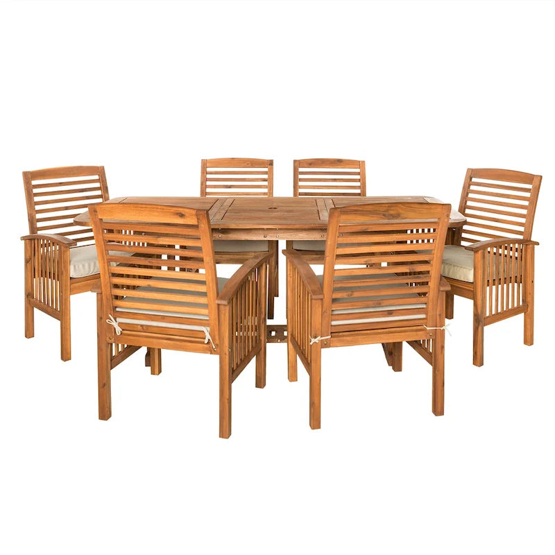 Ensemble de salle à manger d'extérieur extensible 7 pièces en acacia Middlebrook Surfside - 55-79 x 35 x 30h