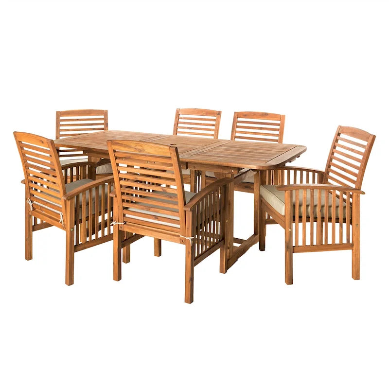 Ensemble de salle à manger d'extérieur extensible 7 pièces en acacia Middlebrook Surfside - 55-79 x 35 x 30h