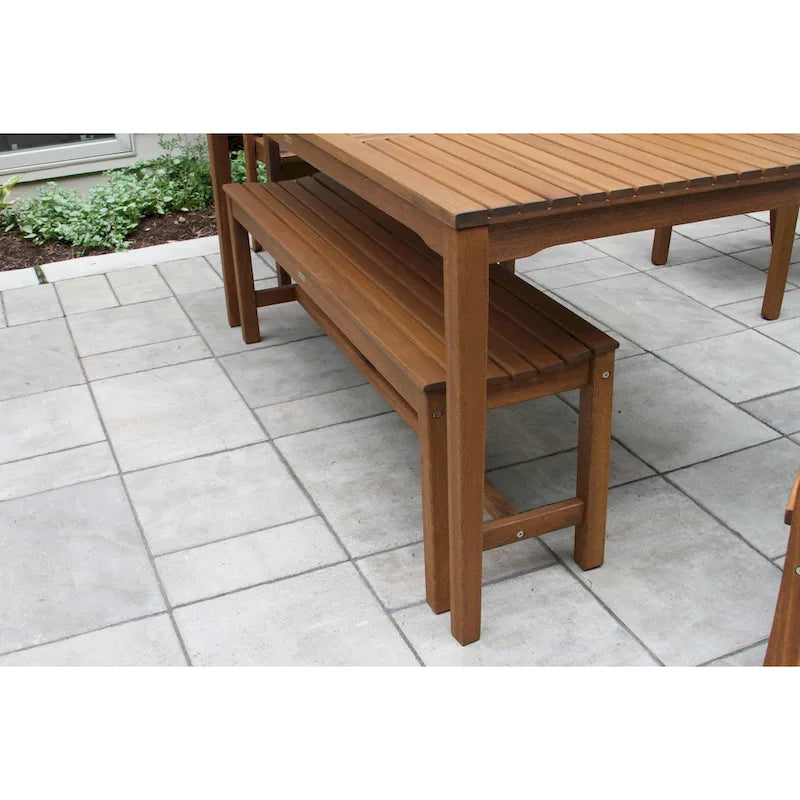 Ensemble de salle à manger Eilaf 6 pièces Eucalyptus avec chaises empilables de luxe