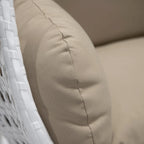 Fauteuil suspendu de jardin œuf avec coque en osier blanc et cadre en fer pour l'intérieur, le patio, le porche, le jardin et l'arrière-cour