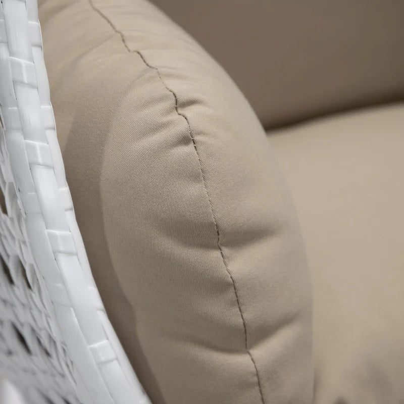 Fauteuil suspendu de jardin œuf avec coque en osier blanc et cadre en fer pour l'intérieur, le patio, le porche, le jardin et l'arrière-cour