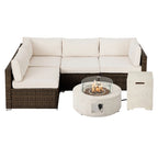 Ensemble de mobilier de jardin en osier COSIEST 5 pièces avec brasero