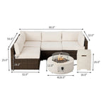 Ensemble de mobilier de jardin en osier COSIEST 5 pièces avec brasero