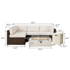 Ensemble de mobilier de jardin en osier COSIEST 5 pièces avec brasero